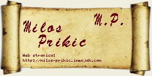 Miloš Prikić vizit kartica